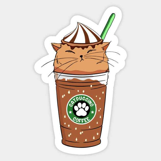 Cat and cappuccino Sticker by My Happy-Design